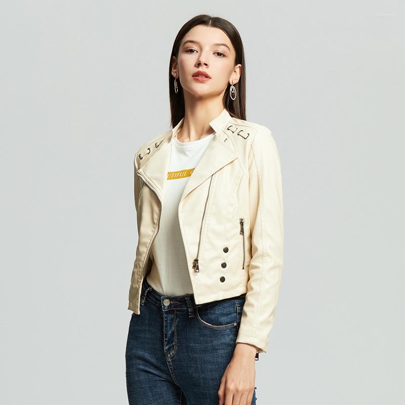 Women' Leather 2022 Autumn Mandarin Collar Solid Color Zipper Pu Jackets Female Long Sleeve Street Slim Jacket, Beige
Women' Leather 2022 Autumn Mandarin Collar Solid Color Zipper Pu Jackets Female Long Sleeve Street Slim Jacket, Beige