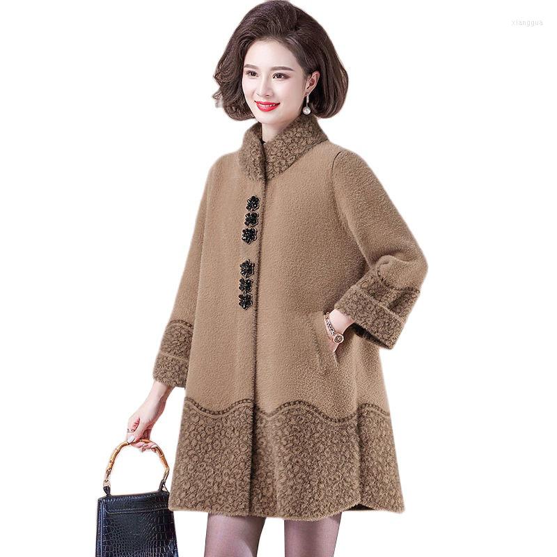 Women's Wool 2022 Winter Jacket Women Imitation Mink Velvet Coat Female Mid Long Middle-aged Woolen Outerwear, Brown
Women's Wool 2022 Winter Jacket Women Imitation Mink Velvet Coat Female Mid Long Middle-aged Woolen Outerwear, Brown