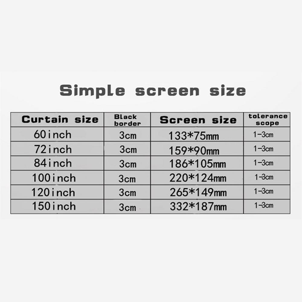 Portable Projector Screen Video Projection Screens 100 120 150 Inch Foldable HD 16 to 9 White Dacron For Wall Mounted Home Theater Movies Indoors Outd