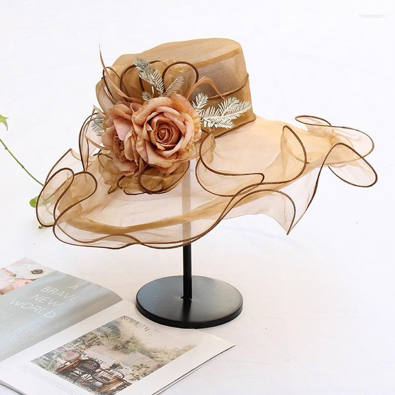 Wide Brim Hats Women Kenducky Fedora Cap Beach Travel Sun Hat With Beautiful Flower Or For Fascinator Headwear Wedding, Blue
Wide Brim Hats Women Kenducky Fedora Cap Beach Travel Sun Hat With Beautiful Flower Or For Fascinator Headwear Wedding, Blue