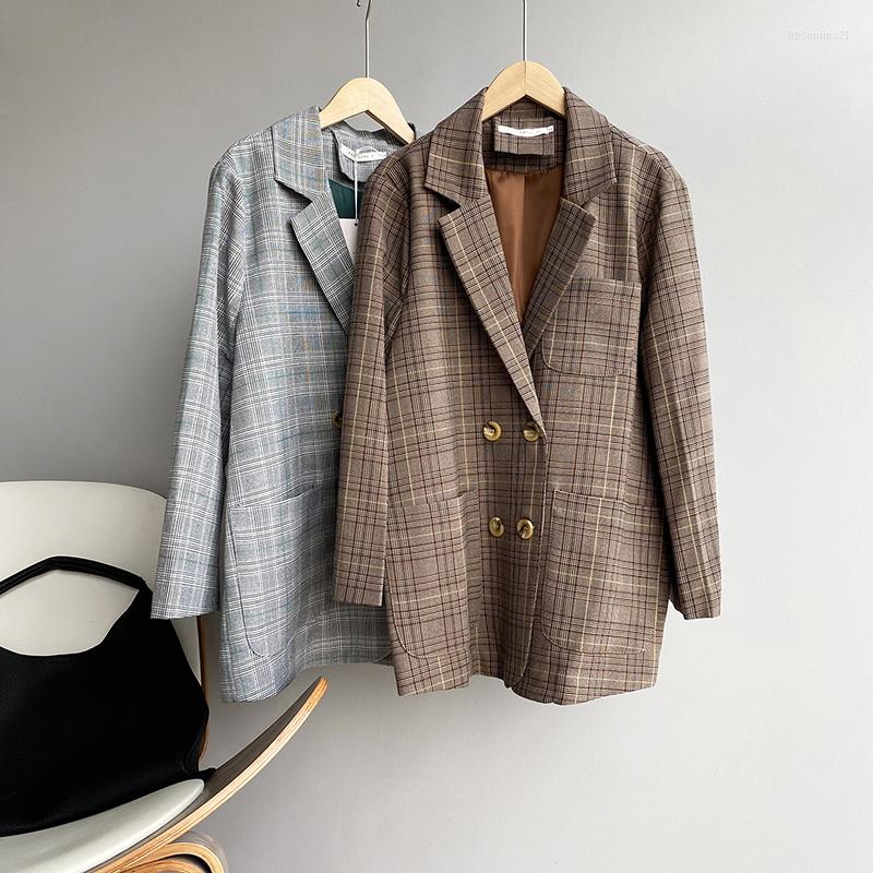 Women' Suits 2022 Spring Women' Jacket Autumn Retro Plaid Double-Breasted Lady Suit Korea Slim Long Sleeve Female Coat Casual Blazers, Gray
Women' Suits 2022 Spring Women' Jacket Autumn Retro Plaid Double-Breasted Lady Suit Korea Slim Long Sleeve Female Coat Casual Blazers, Gray