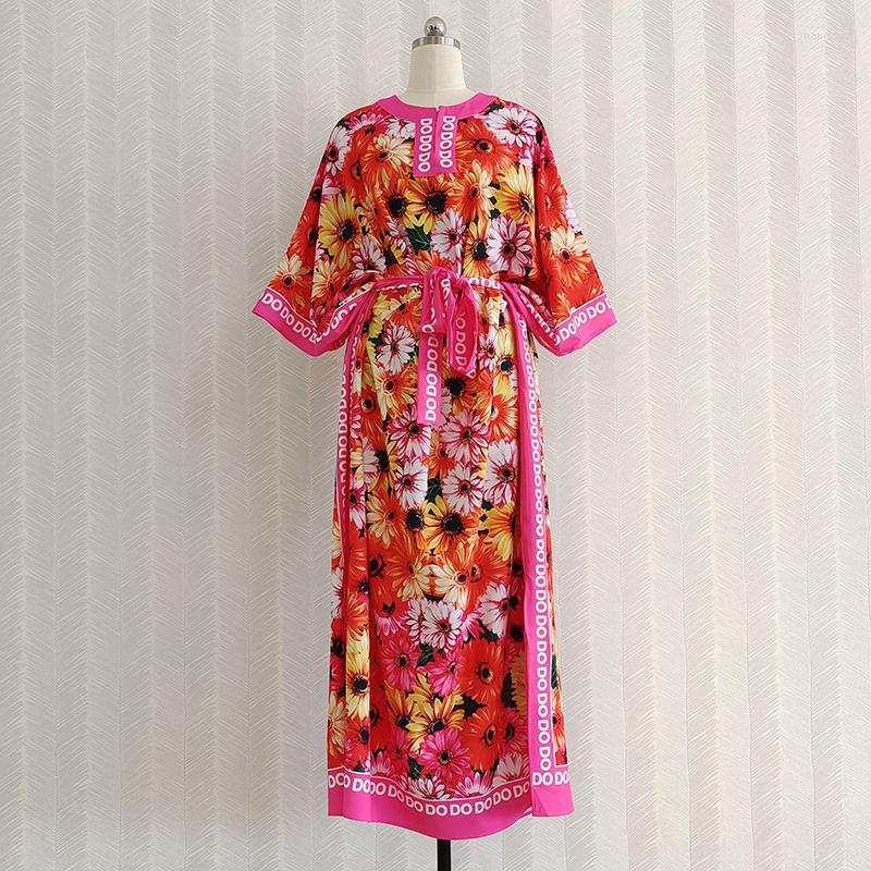 Casual Dresses Loose Batwing Ribbon Slash Maxi Long Dress For Women Flower Letters Printed Good Quality Vestidos, Red
Casual Dresses Loose Batwing Ribbon Slash Maxi Long Dress For Women Flower Letters Printed Good Quality Vestidos, Red