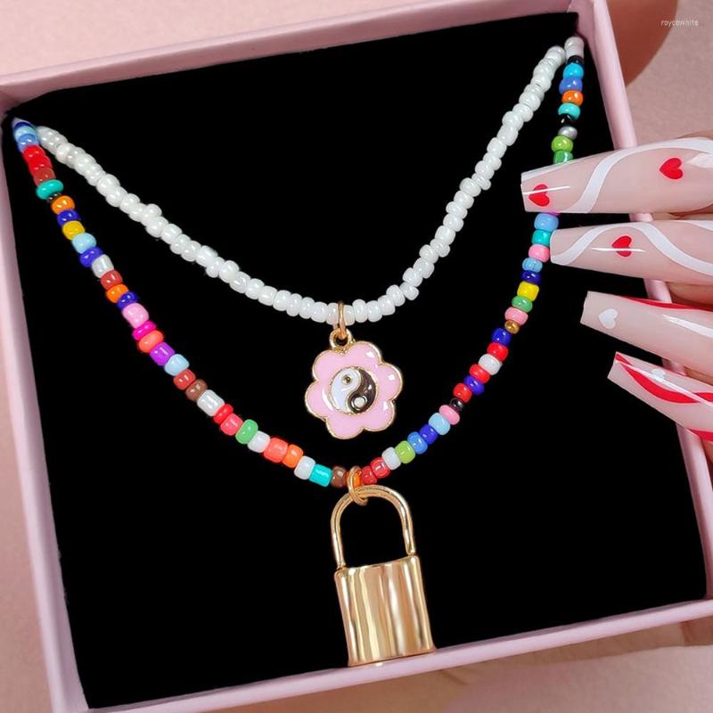 Chains Summer Beach Style White Beaded Choker Multicolor Beads Necklaces For Women Golden Lock Enamel Flower Bead Necklace Boho Jewelry
Chains Summer Beach Style White Beaded Choker Multicolor Beads Necklaces For Women Golden Lock Enamel Flower Bead Necklace Boho Jewelry