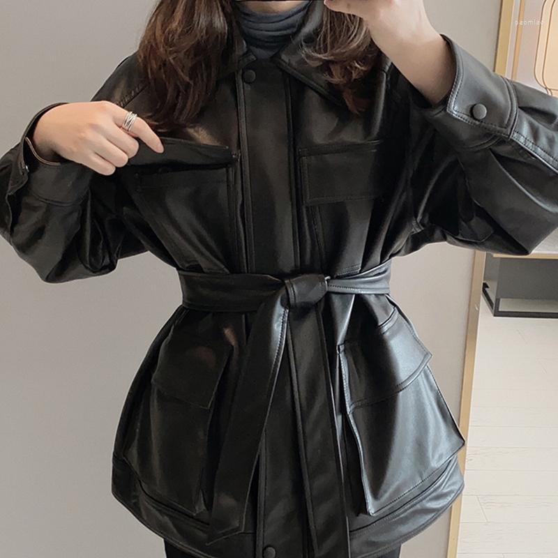 Women' Leather Aibeauty Elegant Tie Belt Waist Pockets Buttons Coats Slim PU Women Faux Jackets Vintage Motor Biker, Black
Women' Leather Aibeauty Elegant Tie Belt Waist Pockets Buttons Coats Slim PU Women Faux Jackets Vintage Motor Biker, Black