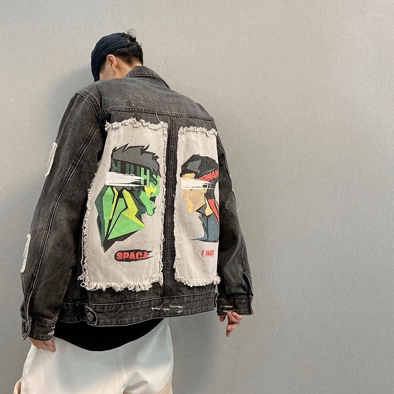 Men's Jackets Dark Gray Men's Loose Denim Jacket Appliques Cartoon Pattern Casual Coat Safari Style C10
Men's Jackets Dark Gray Men's Loose Denim Jacket Appliques Cartoon Pattern Casual Coat Safari Style C10