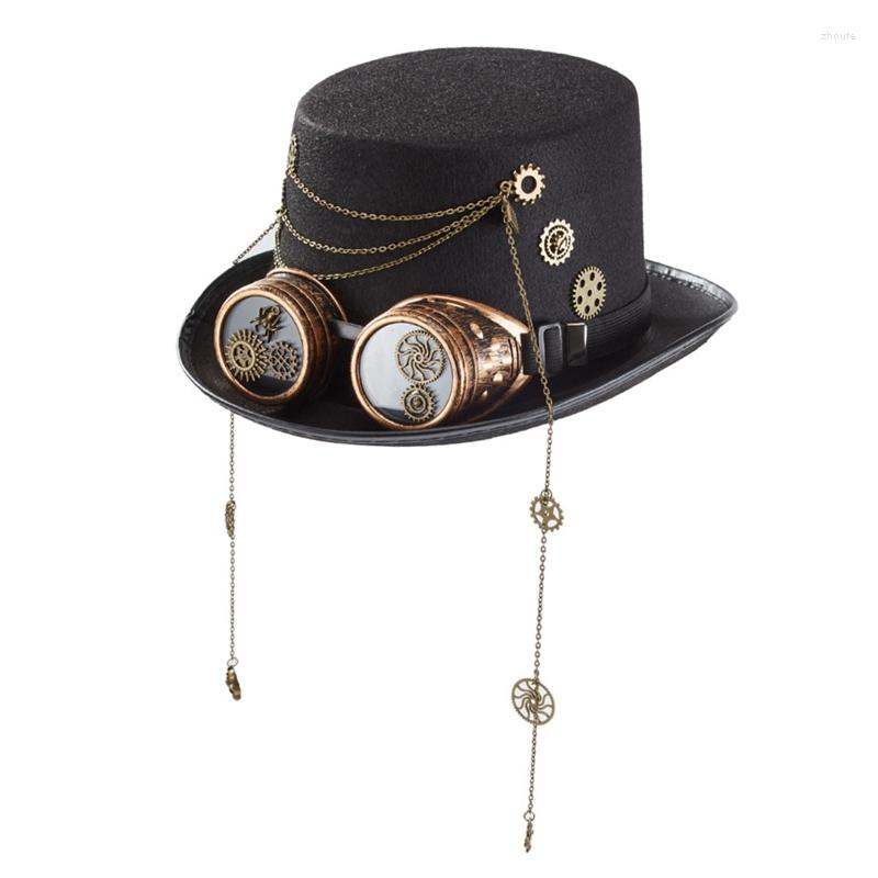 Berets Vintage Gear Chain Goggles Top Hat Victorian Black Jazz Steampunk Party Performance For Carnival Theme
Berets Vintage Gear Chain Goggles Top Hat Victorian Black Jazz Steampunk Party Performance For Carnival Theme