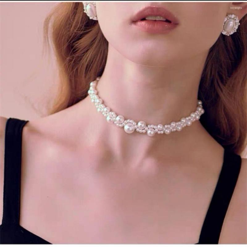 Choker Elegant Braided Pearl Necklace Luxury Sparkling Imitation Crystal Vintage Clavicle Chain Party Wedding Jewelry Gifts
Choker Elegant Braided Pearl Necklace Luxury Sparkling Imitation Crystal Vintage Clavicle Chain Party Wedding Jewelry Gifts