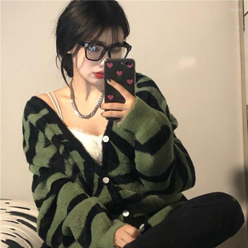 Women's Knits Women Cardigan Zebra Pattern V-neck Loose Casual All-match Single Breasted Knitted Sweater Korean Style Ulzzang Autumn Outwear, As shown
Women's Knits Women Cardigan Zebra Pattern V-neck Loose Casual All-match Single Breasted Knitted Sweater Korean Style Ulzzang Autumn Outwear, As shown