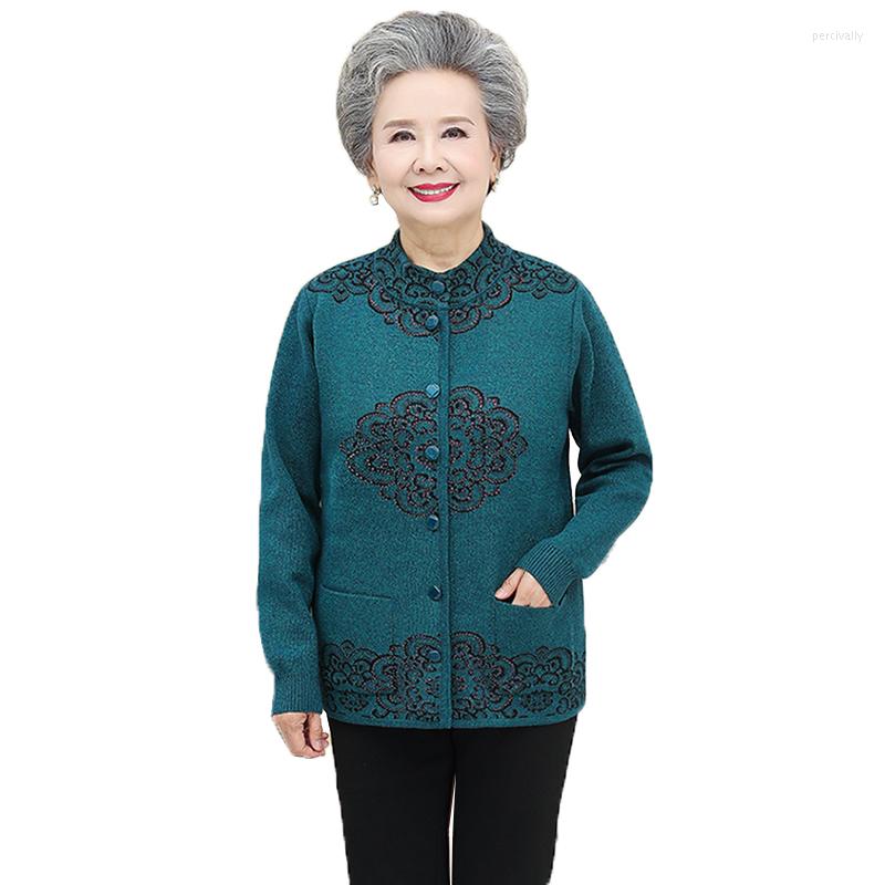 Women's Knits Middle-aged Elderly Women Sweater Cardigan Coat Spring Autumn Jacket Long-sleeved Loose Thin KniSweater Female Tops R168, Green
Women's Knits Middle-aged Elderly Women Sweater Cardigan Coat Spring Autumn Jacket Long-sleeved Loose Thin KniSweater Female Tops R168, Green