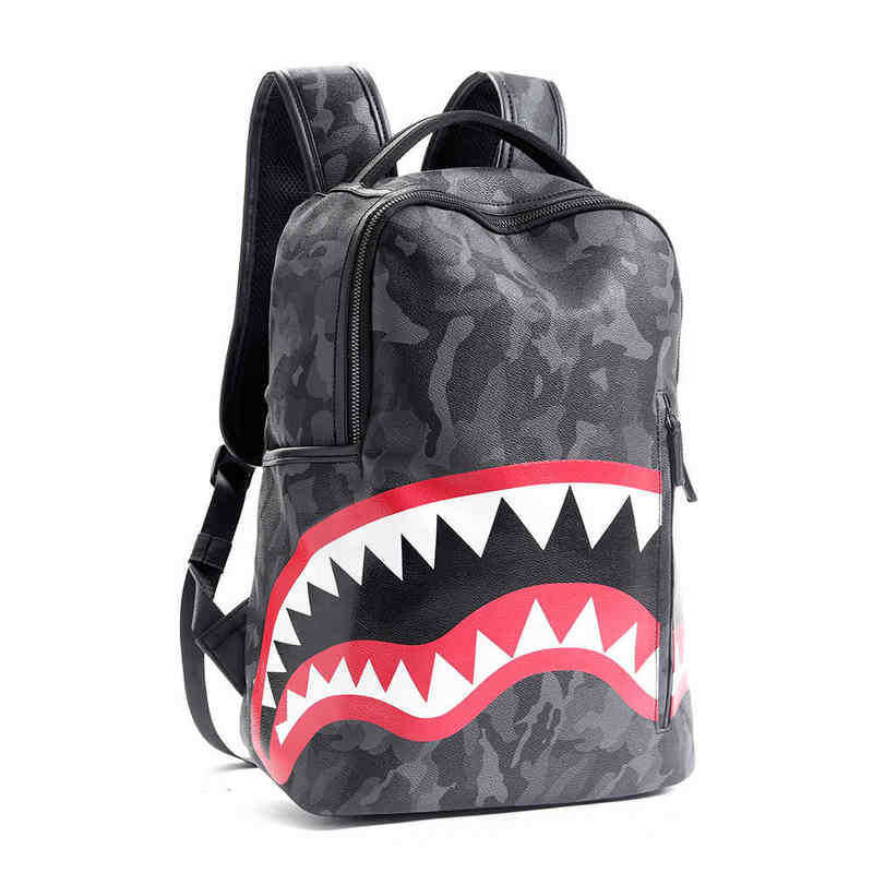 2025 Newly shark Arrived Style spraygrounds Backpacks Designer Mens Travel Lattice Backpack Student Schoolbag Large Capacity Shark Street Man Bookbag 83