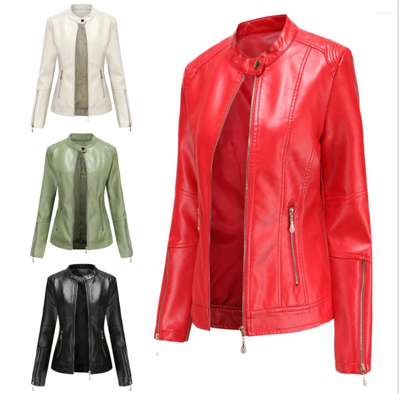 Women' Leather Fashion Women' Jacket PU Short Coat Stand Collar Women Spring And Autumn Thin, Beige
Women' Leather Fashion Women' Jacket PU Short Coat Stand Collar Women Spring And Autumn Thin, Beige