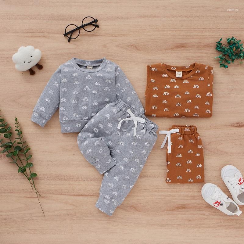 Clothing Sets 0-24M Born Baby Boy Girl Rainbow Print Long Sleeve Pullover Tops Pant Trouser 2PCS Autumn Clothes Set, Gray 
Clothing Sets 0-24M Born Baby Boy Girl Rainbow Print Long Sleeve Pullover Tops Pant Trouser 2PCS Autumn Clothes Set, Gray