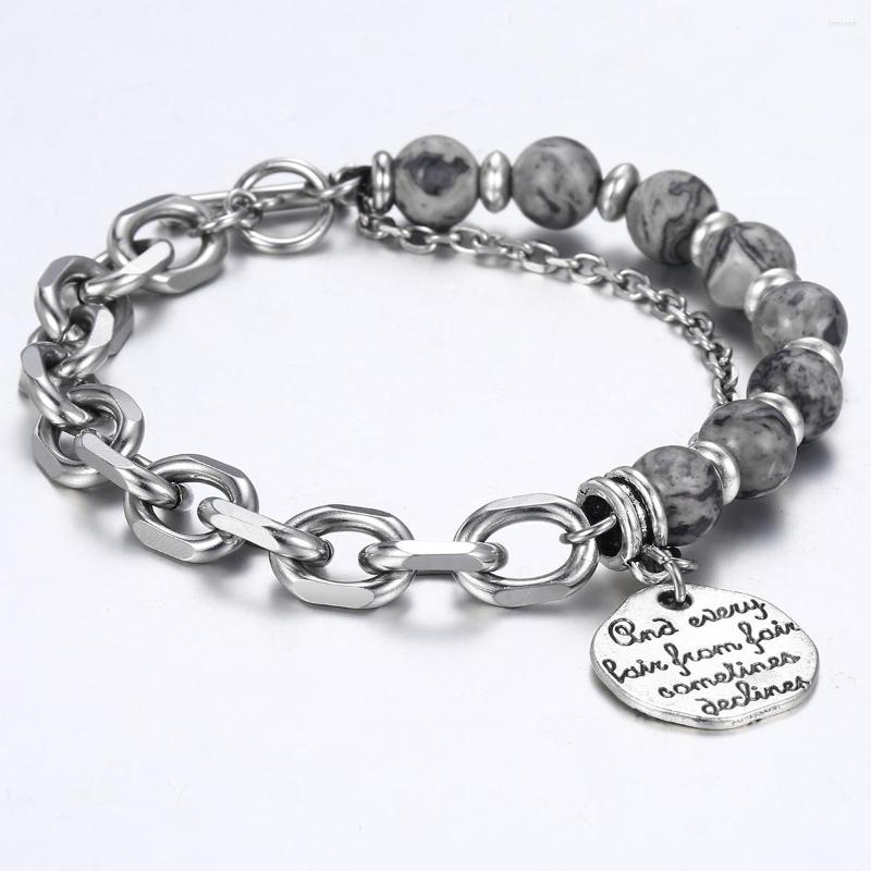 Link Bracelets Stainless Steel Charm For Men Silver Color Rolo Map Stone Beads Mens Bracelet Wholesale Round OT Buckle LDB43
Link Bracelets Stainless Steel Charm For Men Silver Color Rolo Map Stone Beads Mens Bracelet Wholesale Round OT Buckle LDB43