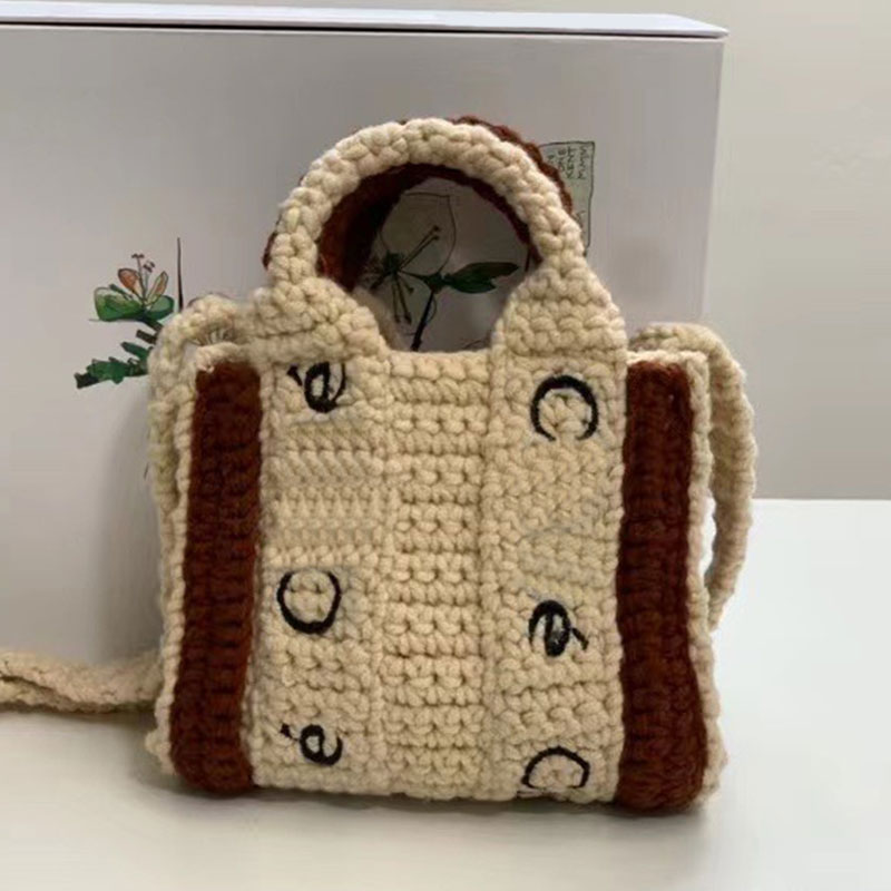 Mini Shopping Bag Women Shoulder Bags Handbag Purse Crossbody Clutch Fashion Letter Hand Woven Wool Knitting Splice Color Travel Bag, White
Mini Shopping Bag Women Shoulder Bags Handbag Purse Crossbody Clutch Fashion Letter Hand Woven Wool Knitting Splice Color Travel Bag, White