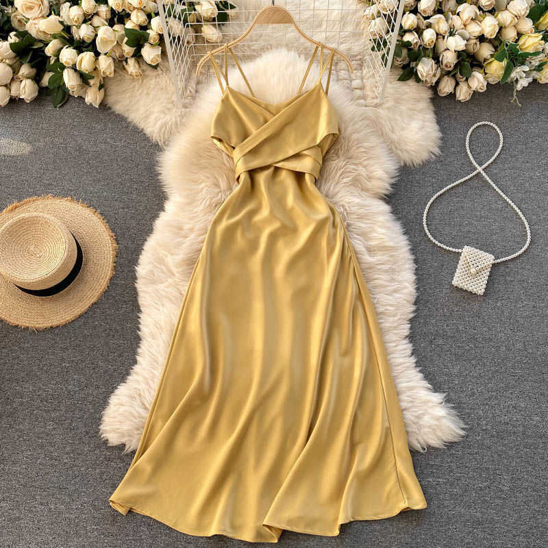 Ins Holiday Travel Photo Advanced Dress Cross V-neck Sexy Off Shoulder Dinner Slim Mid Length, Yellow
Ins Holiday Travel Photo Advanced Dress Cross V-neck Sexy Off Shoulder Dinner Slim Mid Length, Yellow