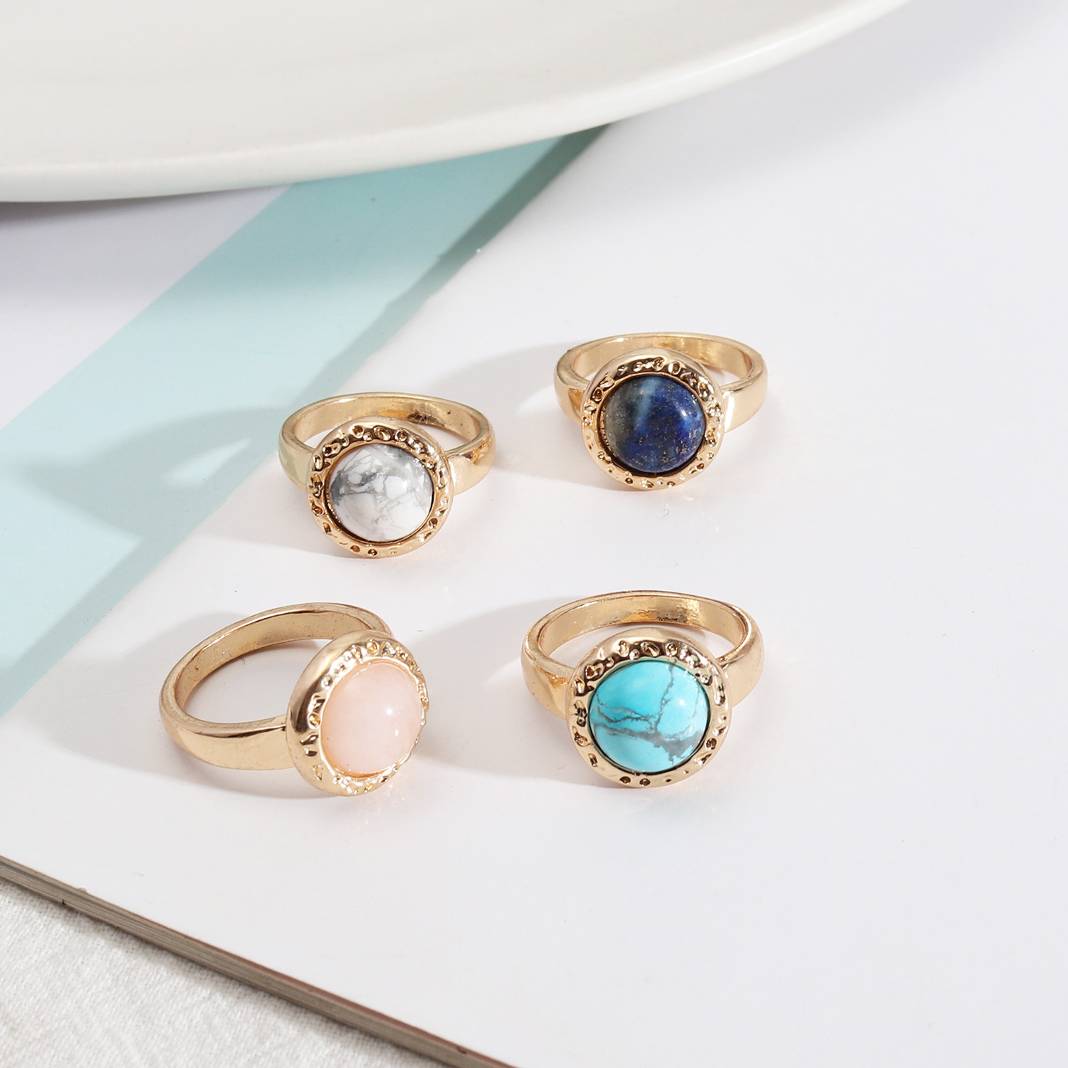 Rose Quartz Gem Fashion Turquoise Stone Howlites Rings Gold Color Finger Rings for Women Jewelry Partry Gift
Rose Quartz Gem Fashion Turquoise Stone Howlites Rings Gold Color Finger Rings for Women Jewelry Partry Gift