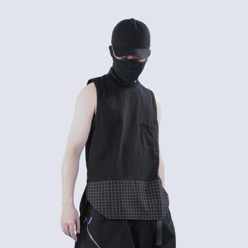 Men' T Shirts SILENSTORM 22SS Plaid Panels Bottomed Vest For Men Features Loose Shoulder Sleeveless Crewneck T-shirt, Black
Men' T Shirts SILENSTORM 22SS Plaid Panels Bottomed Vest For Men Features Loose Shoulder Sleeveless Crewneck T-shirt, Black