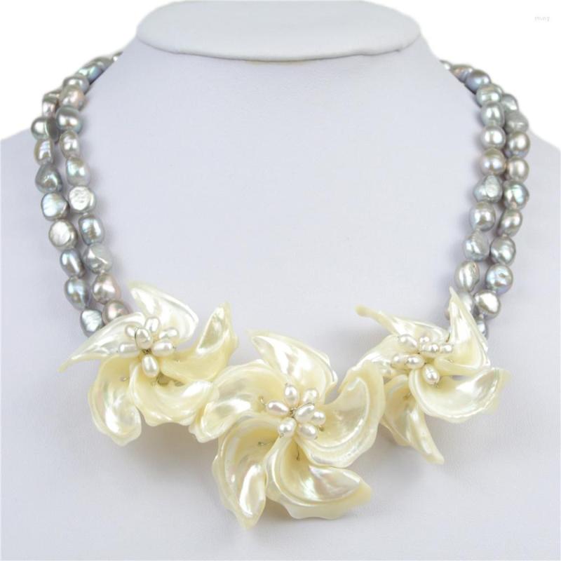 Choker 8-9mm Gray Freshwater Pearl Beads Pendant Necklace White Shell Flower 2 Rows Layered Collar Statement Fashion Jewelry Bib
Choker 8-9mm Gray Freshwater Pearl Beads Pendant Necklace White Shell Flower 2 Rows Layered Collar Statement Fashion Jewelry Bib