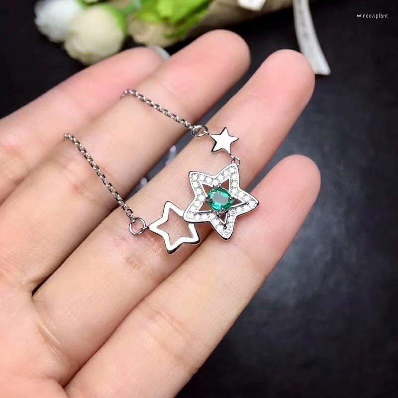 Chains Natural Green Emerald Necklace S925 Silver Inlaid Gemstone Fashion Lovely Stars Girl Gift Party Fine Jewelry
Chains Natural Green Emerald Necklace S925 Silver Inlaid Gemstone Fashion Lovely Stars Girl Gift Party Fine Jewelry