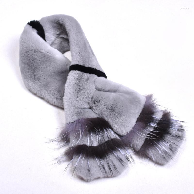 Scarves 2022 Winter Female Fur Scarf With Silver Collar Thick Warm Shawl