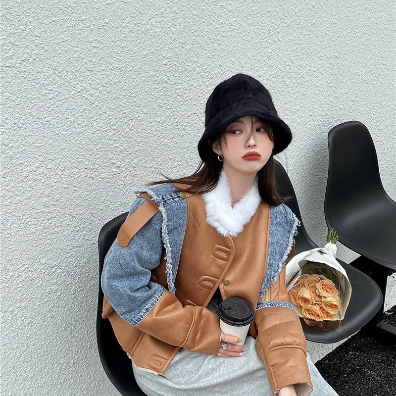 Women's Fur Fall/winter 2022 Denim Splicing One Lamb Wool Stand Collar Coat Female, Orange
Women's Fur Fall/winter 2022 Denim Splicing One Lamb Wool Stand Collar Coat Female, Orange