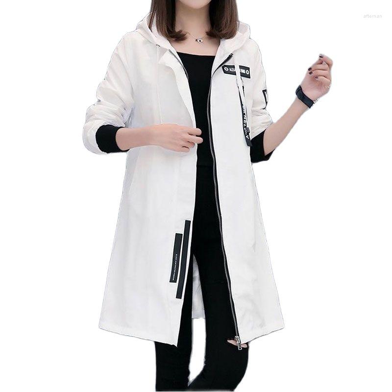 Women's Trench Coats 2022 Spring Autumn Mid-length Splicing Loose Lining Female Windbreaker Coat Printing Letter All-Match Hooded Ladies, White 
Women's Trench Coats 2022 Spring Autumn Mid-length Splicing Loose Lining Female Windbreaker Coat Printing Letter All-Match Hooded Ladies, White
