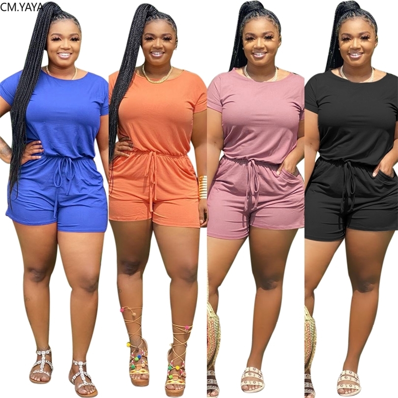 Women Short Jumpsuits Rompers Fitness Lace Up Playsuits Short Sleeve O Neck Sexy Night Club Party Outfits GL8904 T200808