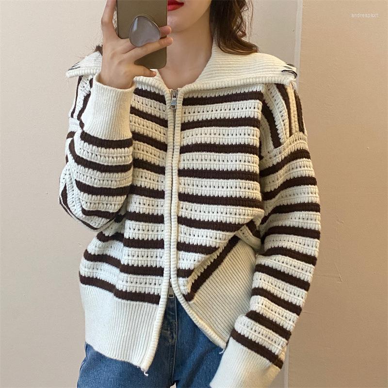 Women's Knits Woman Sweater Cardigan Turn-down Collar Stripe Double Zipper Knitting Long Sleeve Woman's Clothing Drop PYG4455, Randomcolor
Women's Knits Woman Sweater Cardigan Turn-down Collar Stripe Double Zipper Knitting Long Sleeve Woman's Clothing Drop PYG4455, Randomcolor