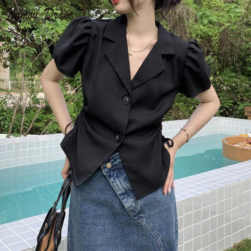 Women' Suits Namou Drane Summer 2022 French Chiu Design Slim Fit Slimming Drawstring Hollow-out Midriff Suit Short Sleeve Women' Top, Black
Women' Suits Namou Drane Summer 2022 French Chiu Design Slim Fit Slimming Drawstring Hollow-out Midriff Suit Short Sleeve Women' Top, Black
