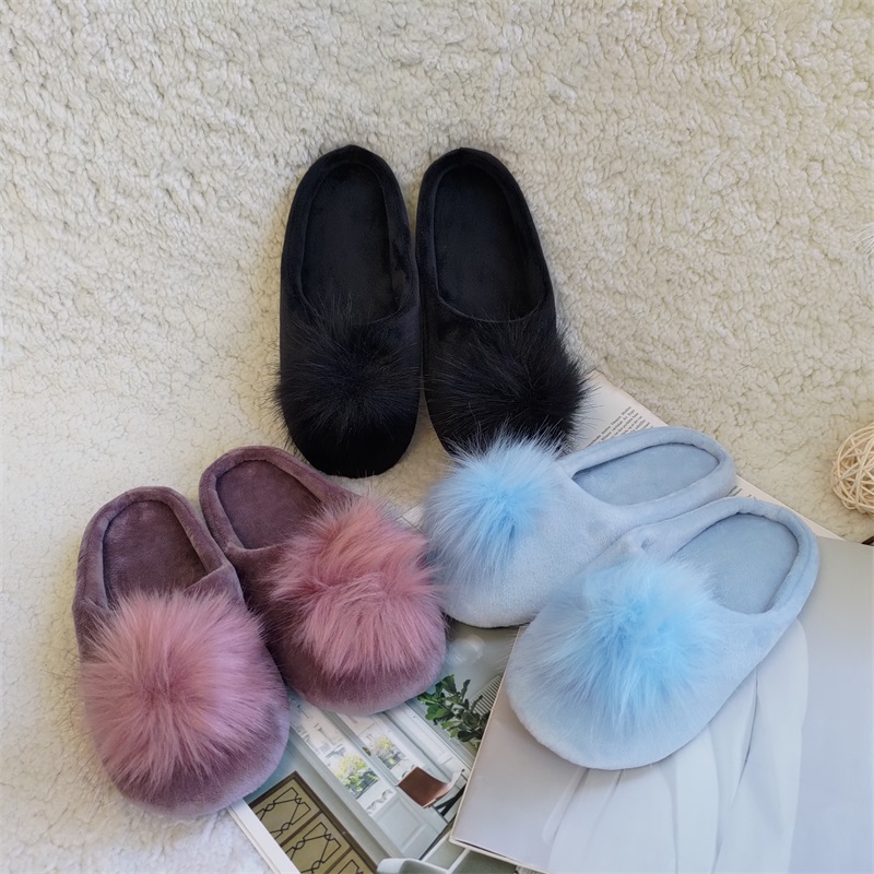 Four seasons slippers can wear sweat absorption breathable home ladies lovely hairball mute soft sole slippers, Blue
Four seasons slippers can wear sweat absorption breathable home ladies lovely hairball mute soft sole slippers, Blue