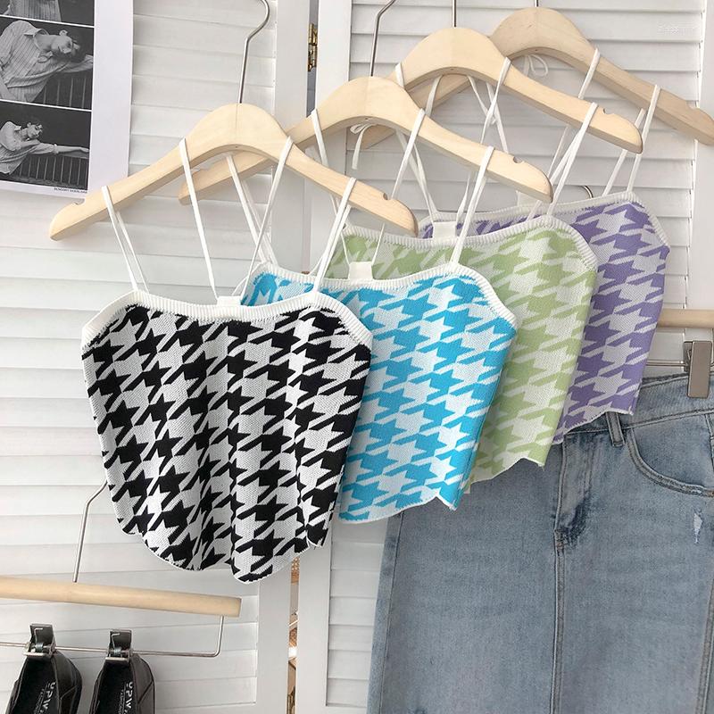 Women's Tanks Color Matching Thousand Bird Lattice Neck Tie Elastic Knitted Vest For Women, Black
Women's Tanks Color Matching Thousand Bird Lattice Neck Tie Elastic Knitted Vest For Women, Black
