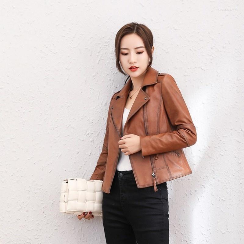 Women's Leather Genuine Women Biker Short Jacket Autumn Long Sleeve Sheepskin Coat Fashion Patchwork Zip Motorcycle Jackets -4XL, Black 
Women's Leather Genuine Women Biker Short Jacket Autumn Long Sleeve Sheepskin Coat Fashion Patchwork Zip Motorcycle Jackets -4XL, Black