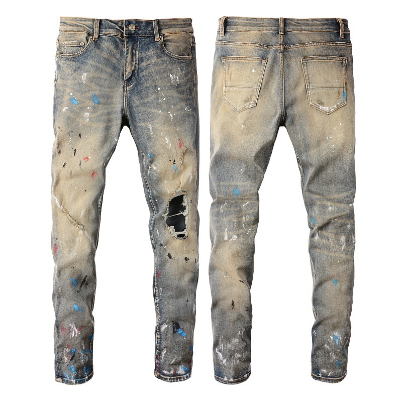 Men's Jeans High Street Fashion Brand Knee Broken Patch Jeans Retro Stretch Slim Fit Denim Gradual Blue Random Graffiti Dirty trousers Motorcycle
Men's Jeans High Street Fashion Brand Knee Broken Patch Jeans Retro Stretch Slim Fit Denim Gradual Blue Random Graffiti Dirty trousers Motorcycle