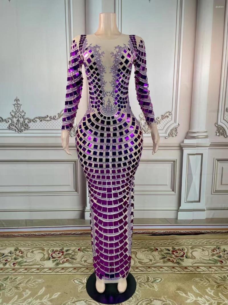 Stage Wear Sexy Purple Sequins Rhinestones Transparent Sleeves Dress Birthday Celebrate Outfit Women Dancer Show Prom, Blue
Stage Wear Sexy Purple Sequins Rhinestones Transparent Sleeves Dress Birthday Celebrate Outfit Women Dancer Show Prom, Blue