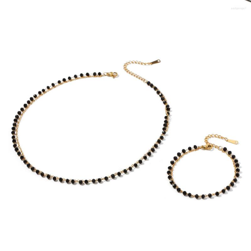 Necklace Earrings Set Youthway Chic Double Layer Black Glass Beads Bracelet Of Two Waterproof Stainless Steel Exquisite Jewelry, Picture shown
Necklace Earrings Set Youthway Chic Double Layer Black Glass Beads Bracelet Of Two Waterproof Stainless Steel Exquisite Jewelry, Picture shown