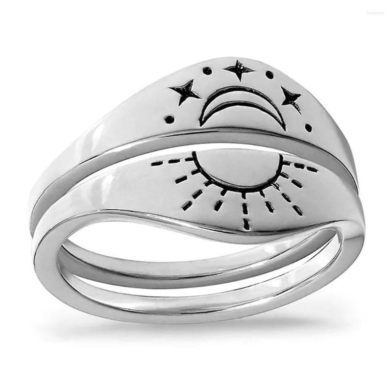 Cluster Rings Vintage Moon Star Men's Finger-Ring Sun Couples Wedding Women's Silver Color Ring Set Jewelry
Cluster Rings Vintage Moon Star Men's Finger-Ring Sun Couples Wedding Women's Silver Color Ring Set Jewelry