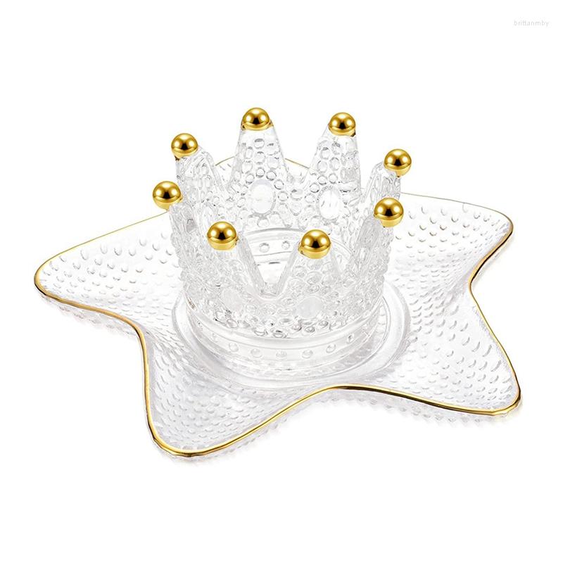 Jewelry Pouches 2Pcs Crown And Star Shaped Crystal Glass Display Tray Set For Rings Necklaces Organizer Dish Candle Stand Holder
Jewelry Pouches 2Pcs Crown And Star Shaped Crystal Glass Display Tray Set For Rings Necklaces Organizer Dish Candle Stand Holder
