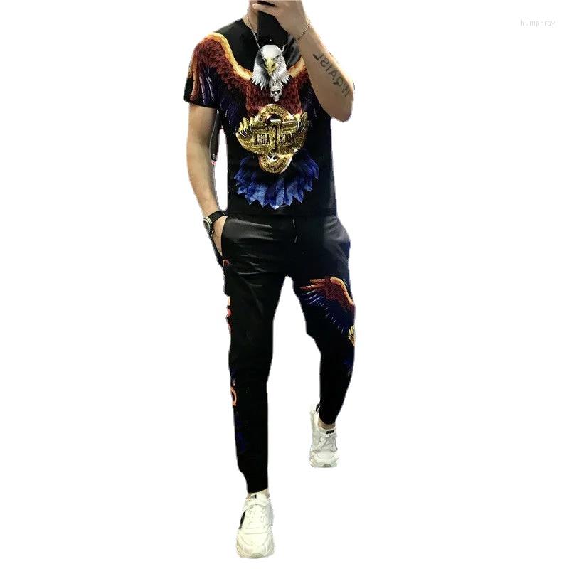 Men's Tracksuits Men's Summer Suit Korean Fashion Sports And Leisure Printed Eagle Pattern Short-sleeved Tshirt Trousers Two Piece Set, Black
Men's Tracksuits Men's Summer Suit Korean Fashion Sports And Leisure Printed Eagle Pattern Short-sleeved Tshirt Trousers Two Piece Set, Black