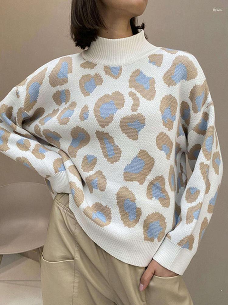 Women' Sweaters Leopard Print Oversize Turtleneck Women Sweater Knitted Autumn Pullover Female Fashion Jumper 2022 Tops Long Sleeve Casual, Color-2 
Women' Sweaters Leopard Print Oversize Turtleneck Women Sweater Knitted Autumn Pullover Female Fashion Jumper 2022 Tops Long Sleeve Casual, Color-2