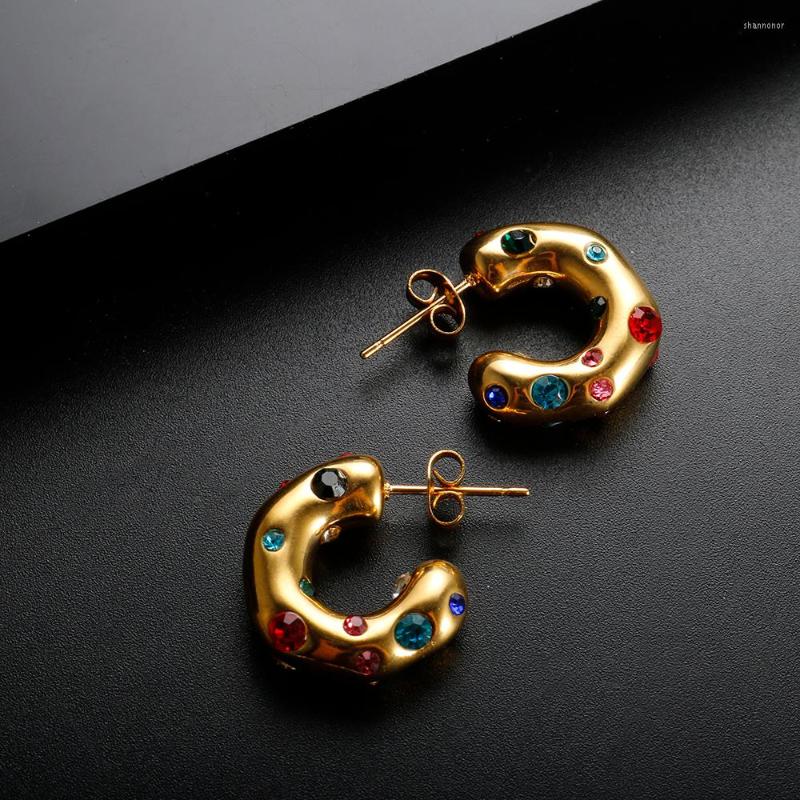 Stud Earrings Shiny Colorful Zircon Shape Hoop For Women Stainless Steel Metal Unusual Crystal Circle Trendy Jewelry
Stud Earrings Shiny Colorful Zircon Shape Hoop For Women Stainless Steel Metal Unusual Crystal Circle Trendy Jewelry