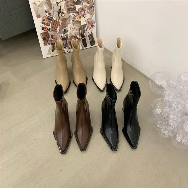 Boots Fashion Women Ankle Bootie Pointed Toe Stretch Shoes Black Brown Khaki Beige Thick High Heels Back Zipper Dress Sock Botas
Boots Fashion Women Ankle Bootie Pointed Toe Stretch Shoes Black Brown Khaki Beige Thick High Heels Back Zipper Dress Sock Botas
