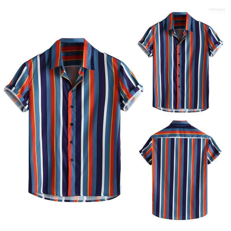 Men's Casual Shirts Men's Oversized Shirt Lapel Short Sleeve Beach Rainbow Striped Button Cardigan Hawaiian Harajuku Male Tee Camisas, Multicolor
Men's Casual Shirts Men's Oversized Shirt Lapel Short Sleeve Beach Rainbow Striped Button Cardigan Hawaiian Harajuku Male Tee Camisas, Multicolor