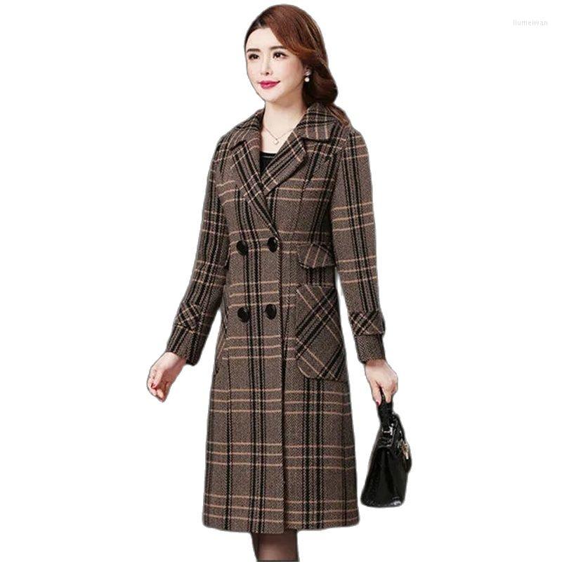 Women's Wool Women Korean Slim Woolen Coat Mid-length 2022Female Fall/winter Long Style Over-the-knee Thick Warm Plaid Jacket A814, Blue grid cotton
Women's Wool Women Korean Slim Woolen Coat Mid-length 2022Female Fall/winter Long Style Over-the-knee Thick Warm Plaid Jacket A814, Blue grid cotton
