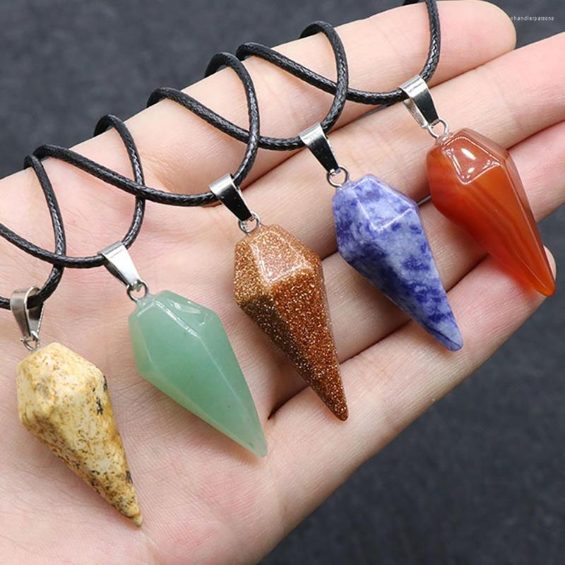 Chains Natural Stone Rose Quartz Agate Hexagon Cone Pendulum Pendant Necklace Rope Chain For Jewelry Making Accessory Gem Charm Gift1PC
Chains Natural Stone Rose Quartz Agate Hexagon Cone Pendulum Pendant Necklace Rope Chain For Jewelry Making Accessory Gem Charm Gift1PC