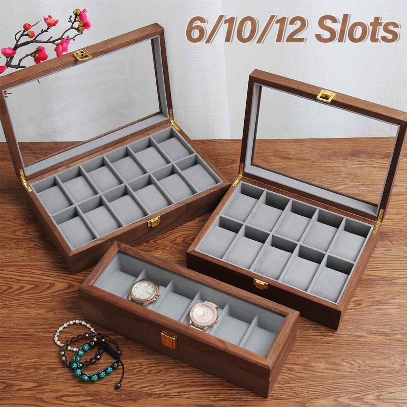 Watch Boxes 6/10/12 Grids Wooden Box Case Organizer Jewelry Display Holder For Quartz Watches Men Gift
Watch Boxes 6/10/12 Grids Wooden Box Case Organizer Jewelry Display Holder For Quartz Watches Men Gift
