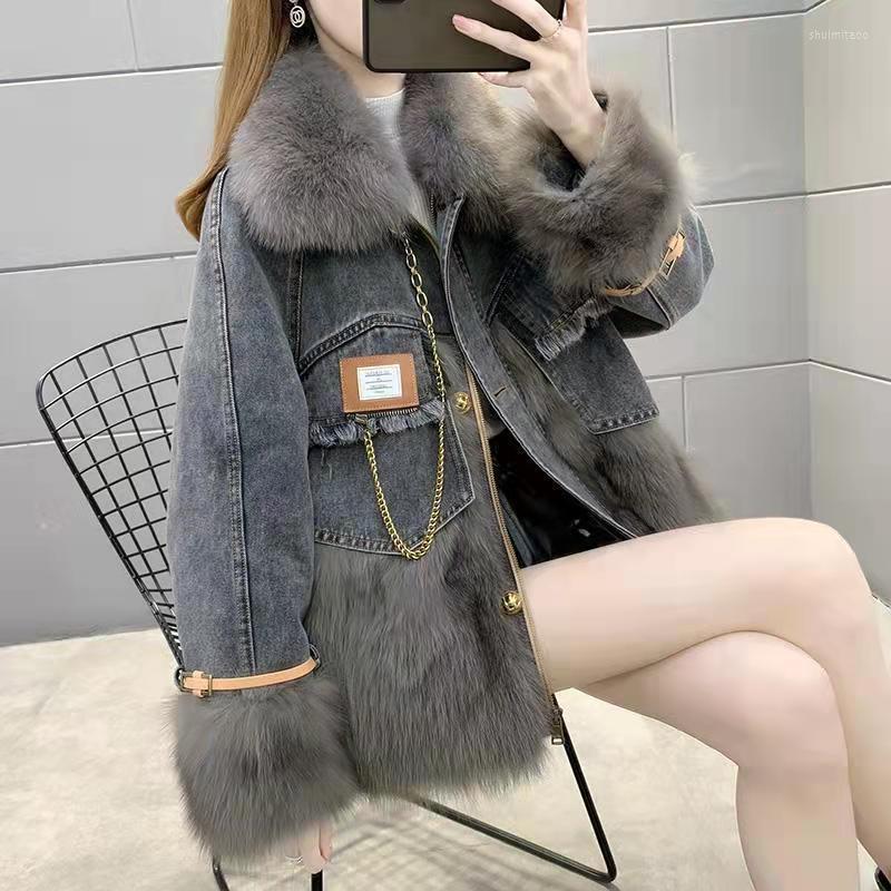 Women' Fur 2022 Cowboy Winter Big Denim Jacket Chain Streetwear Loose Snow Parka Women Oversize Harajuku Coat, 02
Women' Fur 2022 Cowboy Winter Big Denim Jacket Chain Streetwear Loose Snow Parka Women Oversize Harajuku Coat, 02