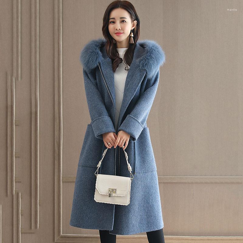 Women's Wool Women Long Woolen Coat Sleeve Loose Overcoat Fur Collar Hooded Outerwear Female Autumn Trench Coats Plus Size Ladies, Blue
Women's Wool Women Long Woolen Coat Sleeve Loose Overcoat Fur Collar Hooded Outerwear Female Autumn Trench Coats Plus Size Ladies, Blue