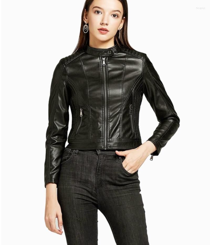 Women' Leather Autumn Women' Jacket Black PU Moto Biker Mandarin Short Female Faux Outwear
Women' Leather Autumn Women' Jacket Black PU Moto Biker Mandarin Short Female Faux Outwear
