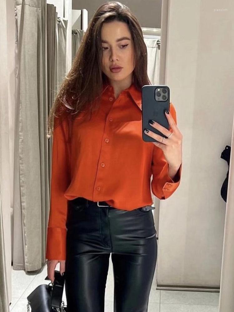 Women' Blouses YLJHQX 2022 Spring Summer Orange Shirts Women Satin Long Sleeve Fashion Elegant Top Shirt Sexy Vintage Clothing
Women' Blouses YLJHQX 2022 Spring Summer Orange Shirts Women Satin Long Sleeve Fashion Elegant Top Shirt Sexy Vintage Clothing