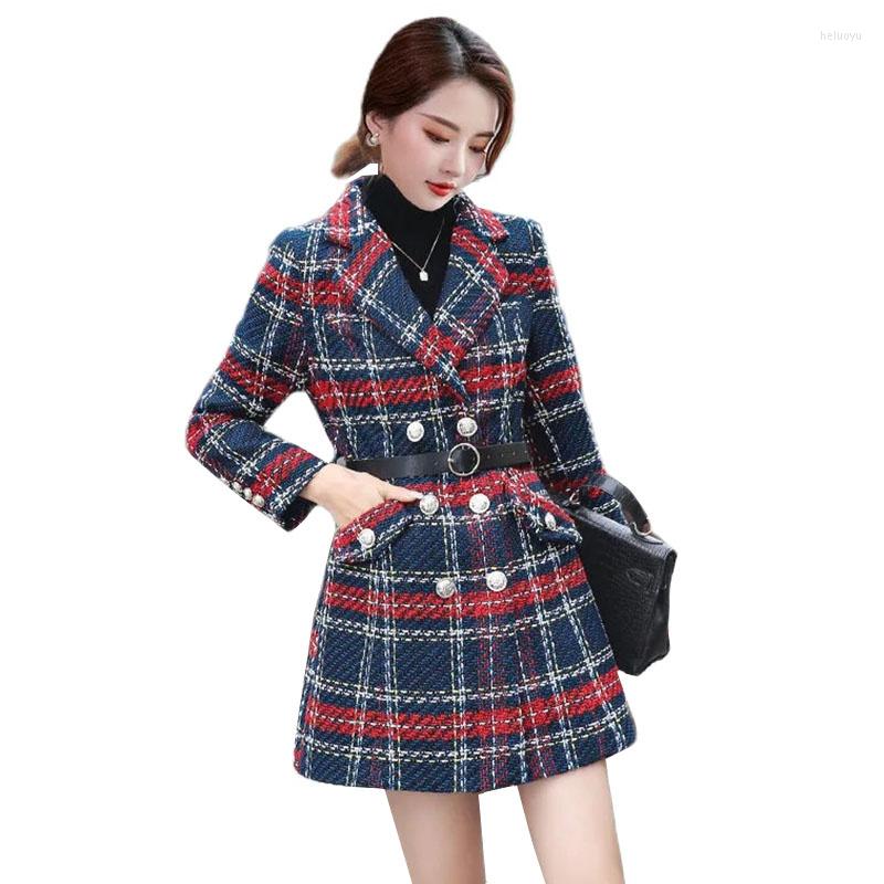 Women's Wool 2022 Autumn Winter Jacket Women's Plaid Woolen Coat Korean Tweed Slim Basic Female Overcoat Outerwear Tops
Women's Wool 2022 Autumn Winter Jacket Women's Plaid Woolen Coat Korean Tweed Slim Basic Female Overcoat Outerwear Tops